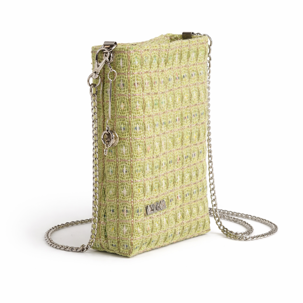 GREEN "LINTON" TWEED BAG