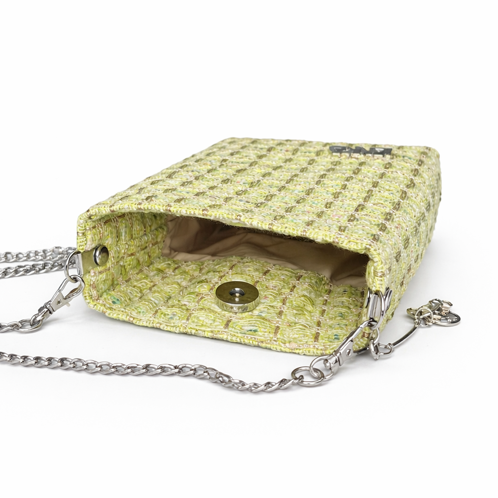 GREEN "LINTON" TWEED BAG
