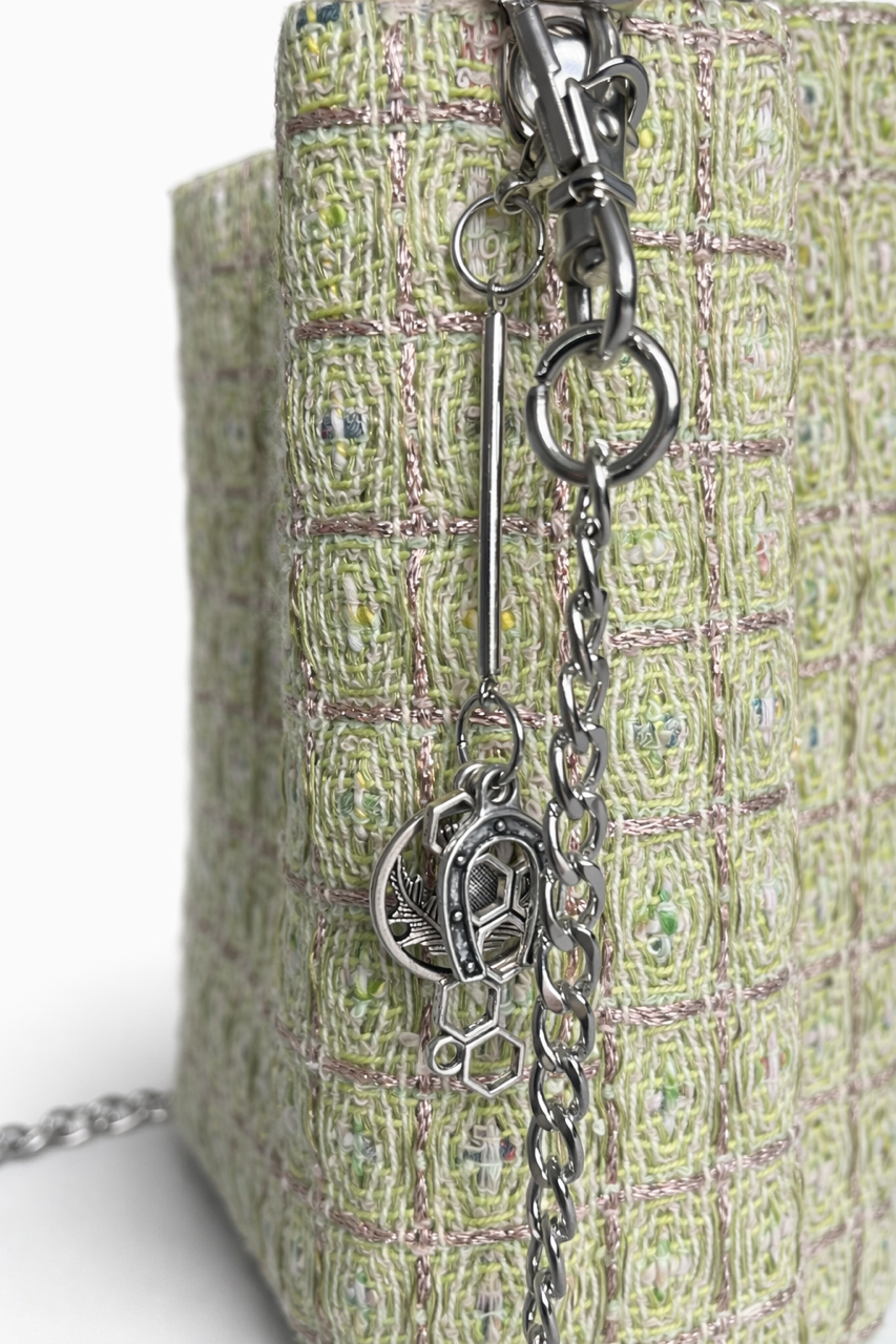 GREEN "LINTON" TWEED BAG